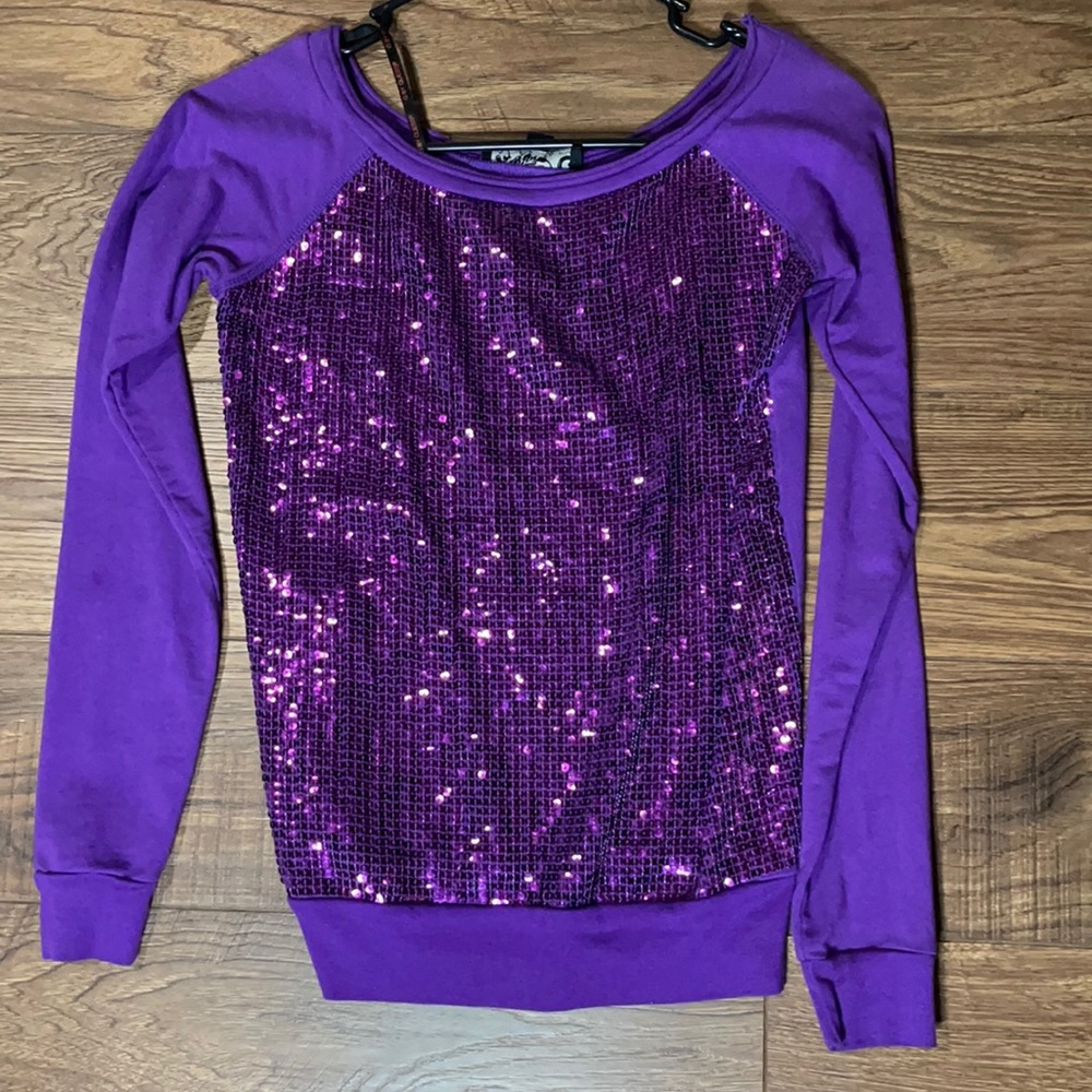 Purple sequin front sweater